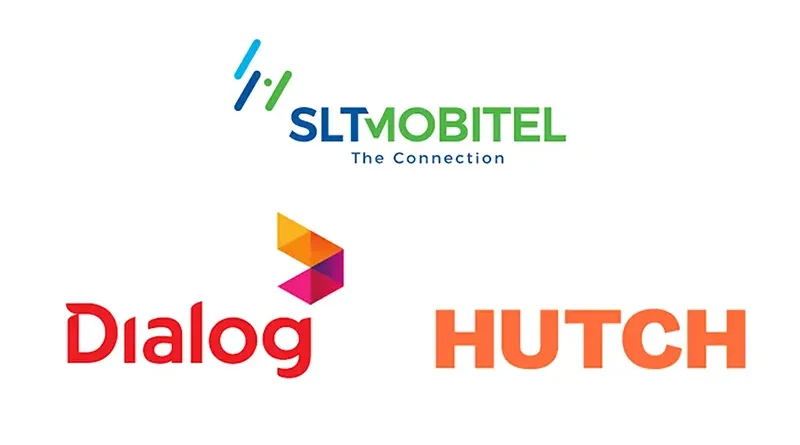 Logos of the main providers—SLTMobitel, Dialog, and Hutch—for finding the best SIM card Sri Lanka tourist plan.